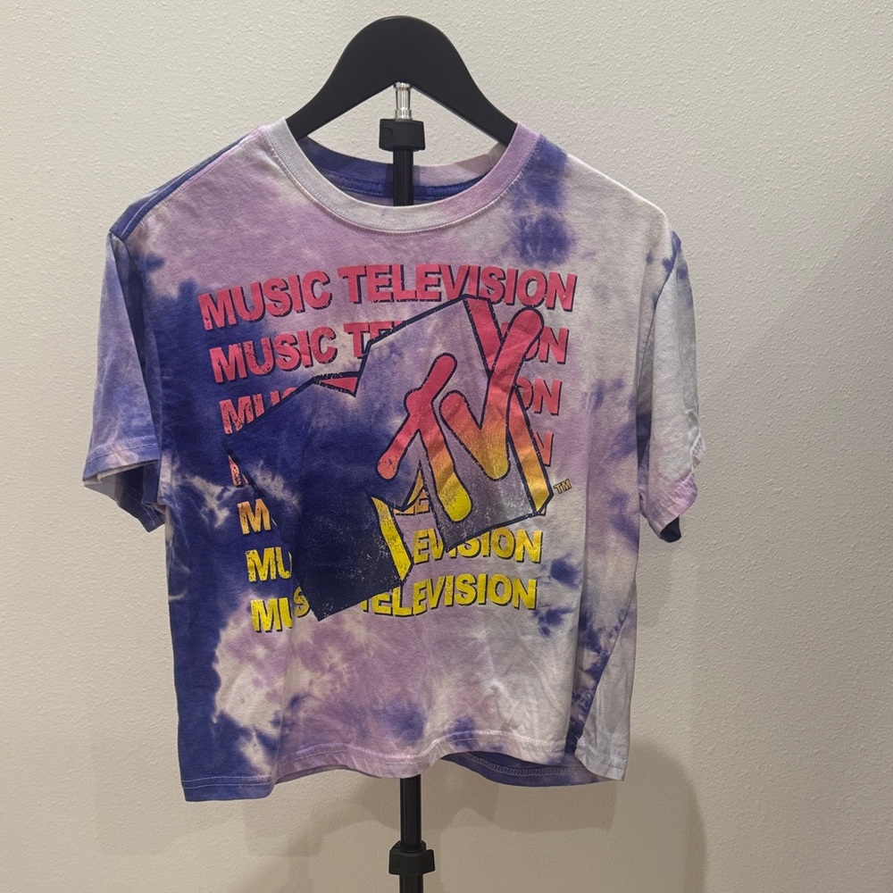 MTV Tie-Dye Logo Tee — Purple, Pink & Yellow